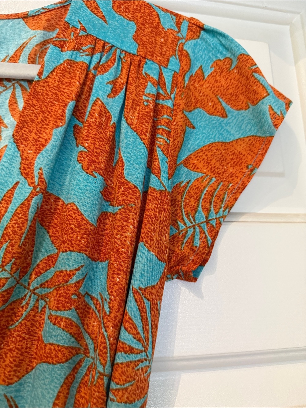 Boho Wrap Maxi Dress in Turquoise & Orange - Lightweight Tie-Waist - Picture 4 of 7